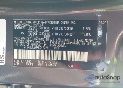 2024 Lexus Nx 350 F Sport Handling z USA, uszkodzony, nr VIN 2T2KGCEZ6RC042328